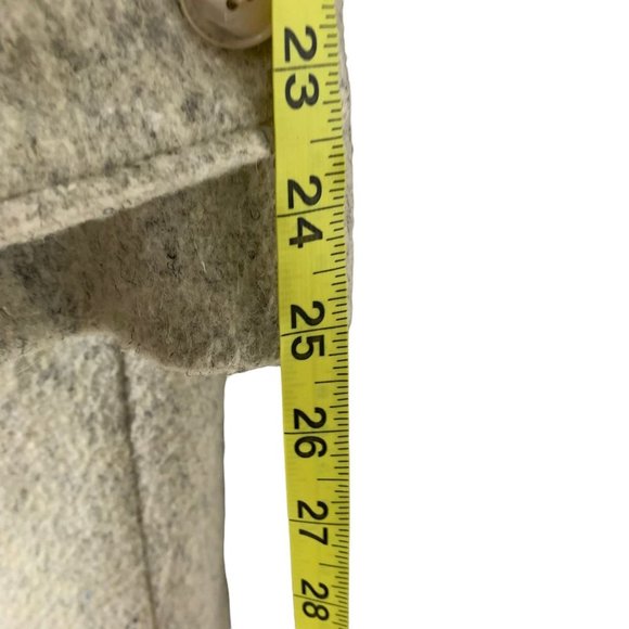 Vintage 90s Grey Cream Unstructured Double Breasted Long Coat Medium - Picture 8 of 10